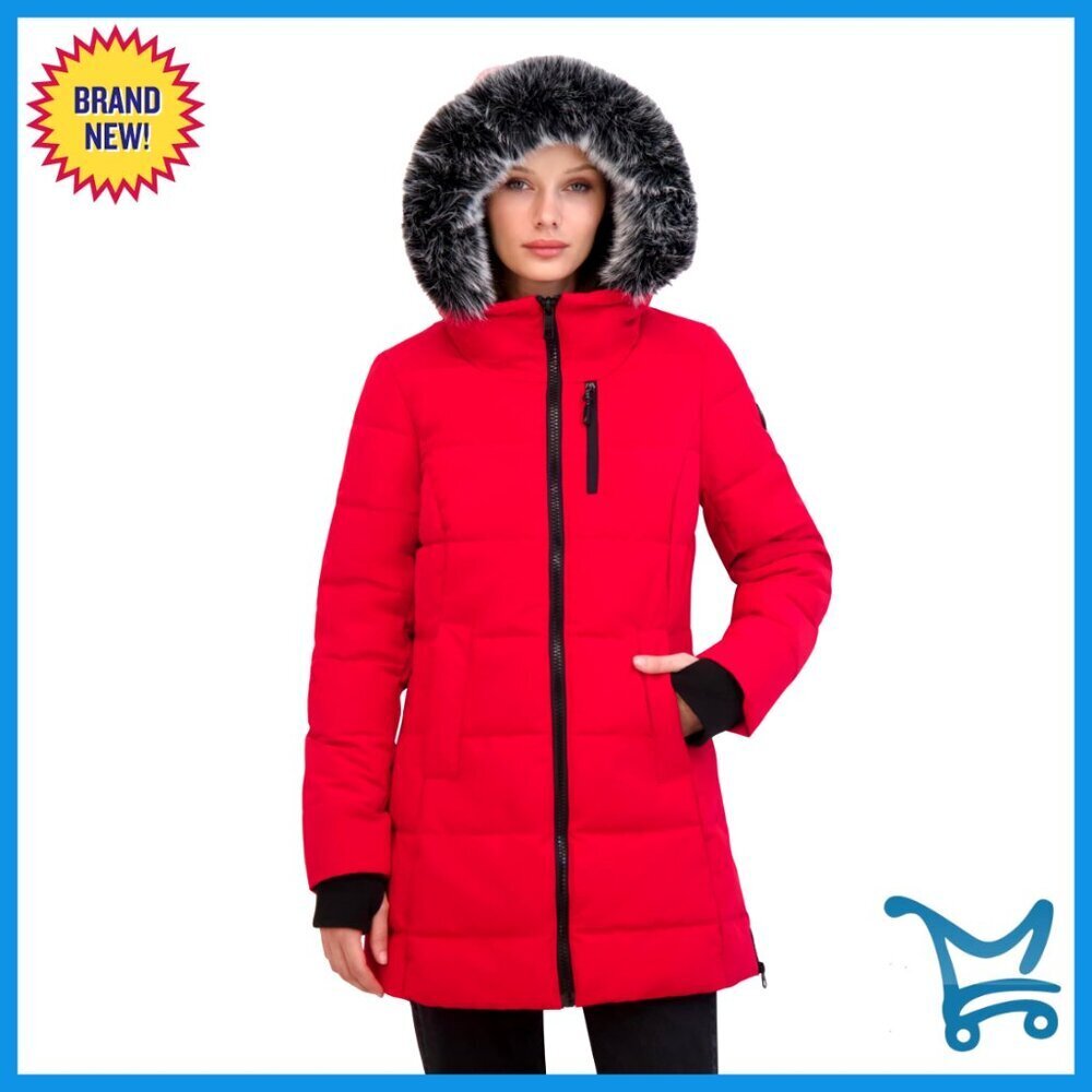 Heavyweight Puffer Jacket with Faux Fur Hood, Water Resistant Winter Coat